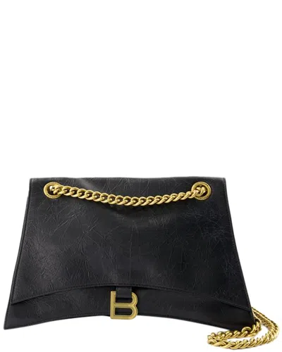 BALENCIAGA BALENCIAGA BLACK CALFSKIN CRUSH CHAIN M SHOULDER BAG, NEVER CARRIED (AUTHENTIC  PRE-LOVED)