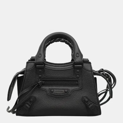 Pre-owned Balenciaga Black Calfskin Leather Classic Neo Nano City Bag