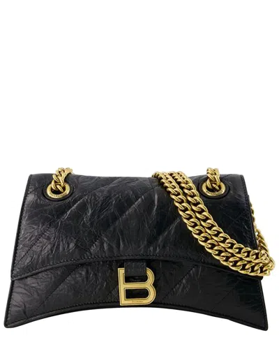 Balenciaga Black Calfskin Leather Crush Chain S Crossbody