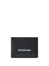 Balenciaga Logo Leather Cardholder In Black