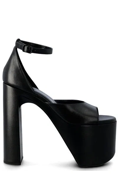 BALENCIAGA BLACK LEATHER PLATFORM SANDALS FOR WOMEN