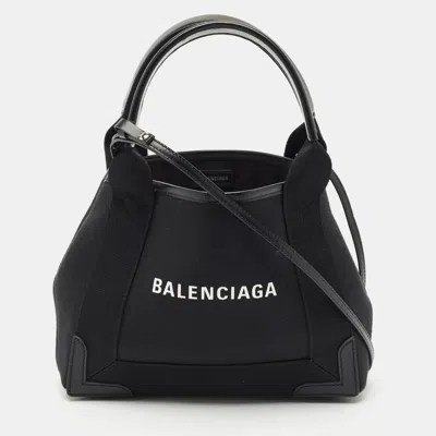 Pre-owned Balenciaga Black Canvas And Leather Xs Cabas Tote