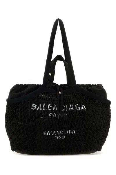 BALENCIAGA BLACK CANVAS AND MESH MEDIUM 24/7 SHOPPING BAG