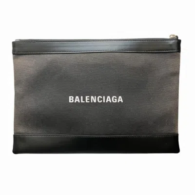 Pre-owned Balenciaga Black Canvas Leather Clutch Bag ()