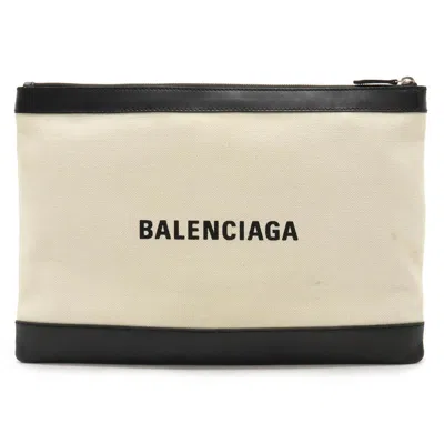 Pre-owned Balenciaga Black Canvas Leather Clutch Bag ()