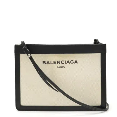Pre-owned Balenciaga Black Canvas Leather Clutch Bag Shoulder Bag ()