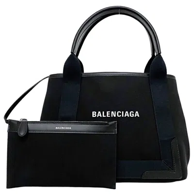 Pre-owned Balenciaga Black Canvas Leather Handbag Pouch Tote Bag ()