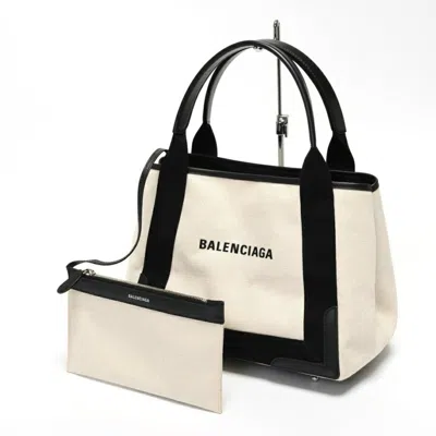Pre-owned Balenciaga Black Canvas Leather Pouch Tote Bag ()