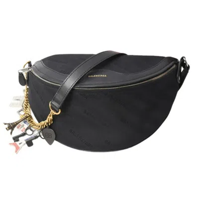 Pre-owned Balenciaga Black Canvas Leather Shoulder Bag Sling Bag ()