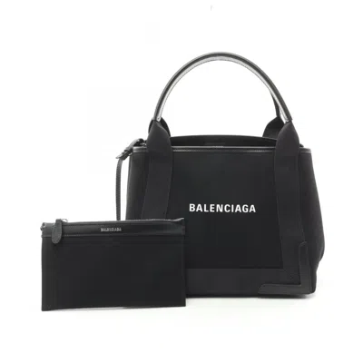 Pre-owned Balenciaga Black Canvas Leather Tote Bag ()