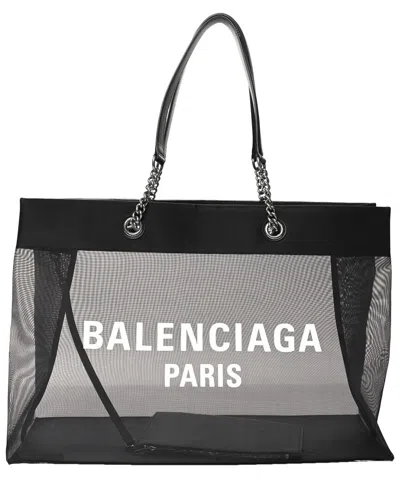 Balenciaga Black Canvas Mesh Large Duty Free Tote (authentic Pre-loved)