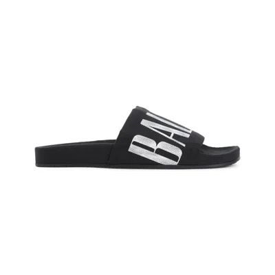 BALENCIAGA BALENCIAGA BLACK CANVAS POOL SLIPPERS