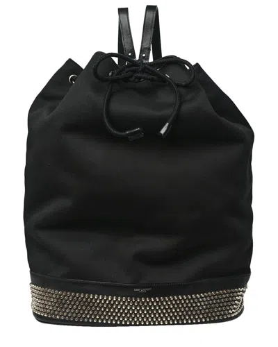 Balenciaga Black Canvas Studded Drawstring Backpack (authentic Pre-loved)