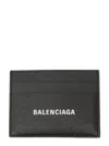 BALENCIAGA BLACK CARD HOLDERR WITH CONTRASTING LOGO PRINT IN LEATHER MAN