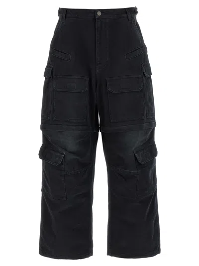 Balenciaga Large Cotton Blend Cargo Pants In Black | ModeSens