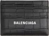 Balenciaga Leather Croc-embossed Card Holder In 1000