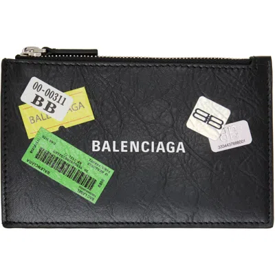 Balenciaga Black Cash Large Long Card Holder In 1084 Black/multicolo