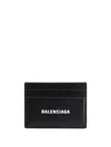 Balenciaga Logo-print Grained Leather Card Holder Accessories In Black