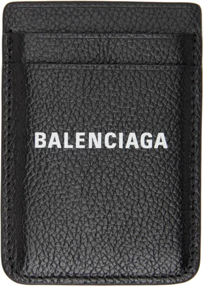 Balenciaga Black Cash Magnet Card Holder In 1090