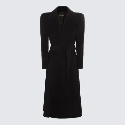 Balenciaga Felted Cashmere-blend Mid Coat In Black