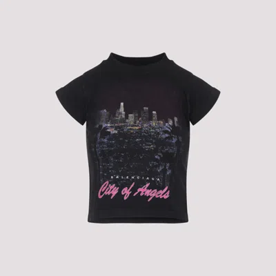 BALENCIAGA BLACK CITY OF ANGELS SHRUNK T-SHIRT