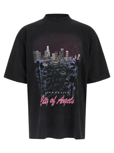 Balenciaga Urban Skyline Graphic T-shirt In Black