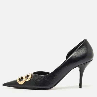 Pre-owned Balenciaga Black Coated Fabric Bb Knife Pumps Size 41