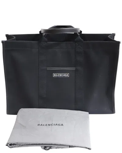 Balenciaga Black Coated/waterproof Canvas Large Hardware Logo Tote (authentic  Pre-loved)