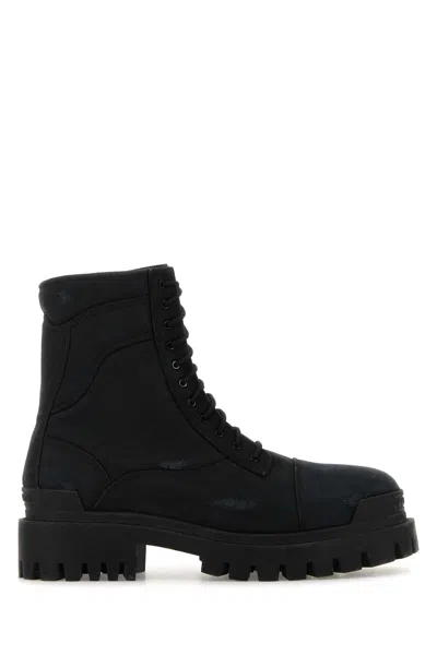 Balenciaga Strike Lace-up Zip Boots In Black