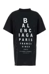 Balenciaga High Neck Black Tee With Contrasting Text In Black