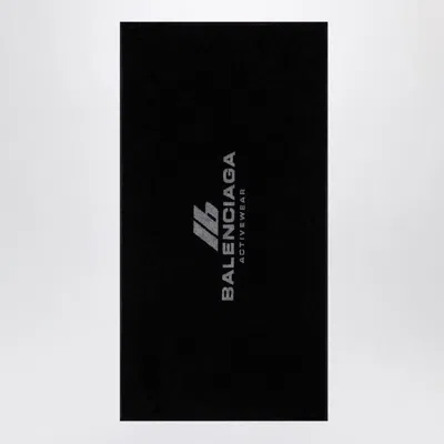 Balenciaga Black Cotton Activewear Gym Towel