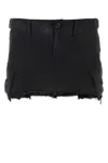 Balenciaga Frayed Cotton-blend Ripstop Mini Skirt In Black
