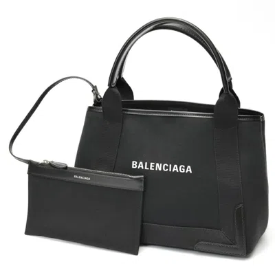 Pre-owned Balenciaga Black Cotton Canvas Leather Tote Bag ()