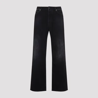 Balenciaga Black Cotton Jeans Fitted Pants In Orange