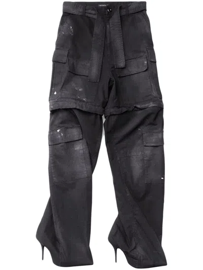 Balenciaga Black Cotton Knife Cargo Pantaboots In Multi