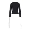 Balenciaga Lace-up Long Sleeve Cotton T-shirt In Black