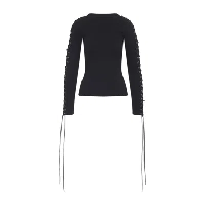 BALENCIAGA BLACK COTTON LACE-UP T-SHIRT