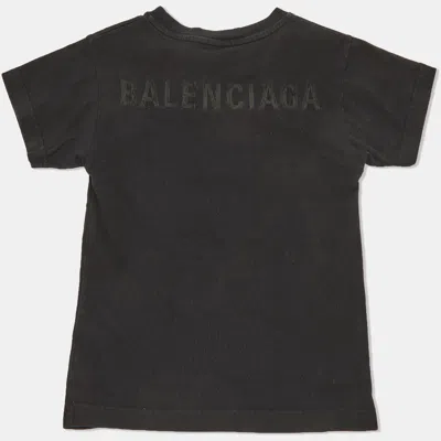 Pre-owned Balenciaga Black Cotton Logo Embroidered T-shirt Size 2 Yrs