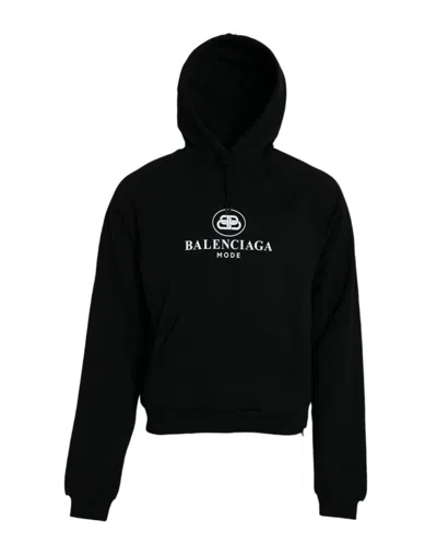 Pre-owned Balenciaga Black Cotton Logo Hooded Pullover Sweatshirt Men's Sweater ()