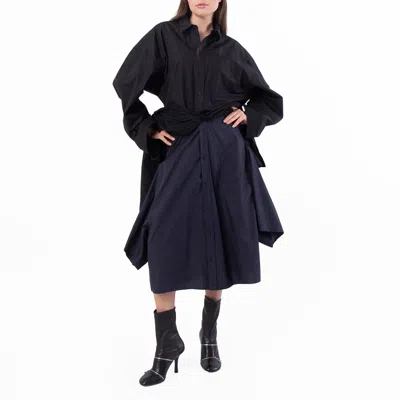 Balenciaga Patch Maxi Cotton Dress In Black