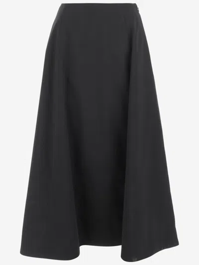 Balenciaga Black Cotton Midi Skirt