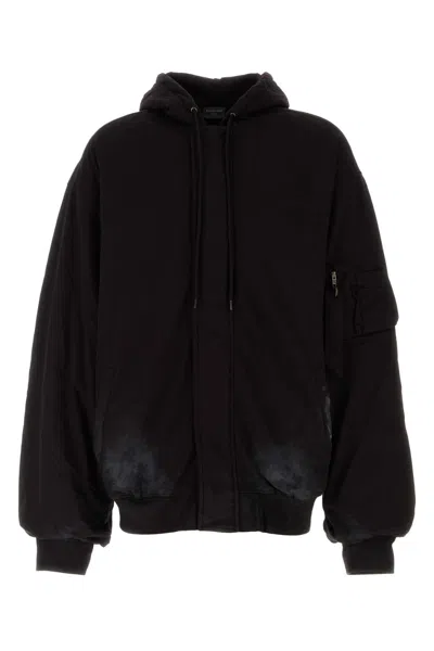 Balenciaga Black Cotton Oversize Sweatshirt In Schwarz