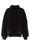 Balenciaga Front Pocket Oversize Cotton Sweatshirt In Black