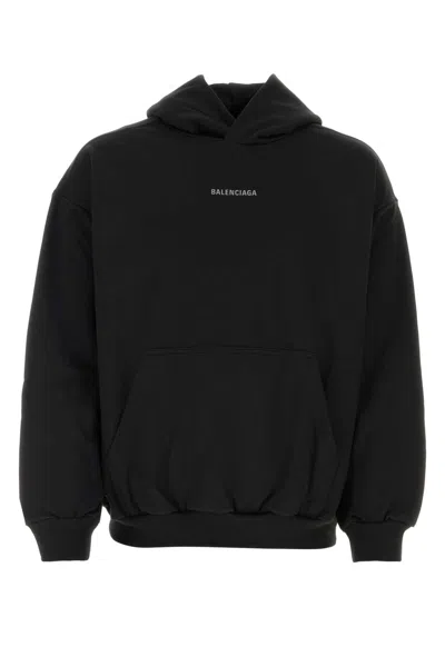 Balenciaga Black Cotton Oversize Sweatshirt In Fadedblack