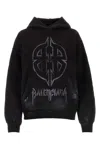 Balenciaga Metal Bb Cotton Fleece Hoodie In Washedblackwhite