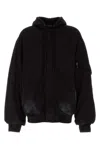 Balenciaga Front Pocket Oversize Cotton Sweatshirt In Washedblackwhite