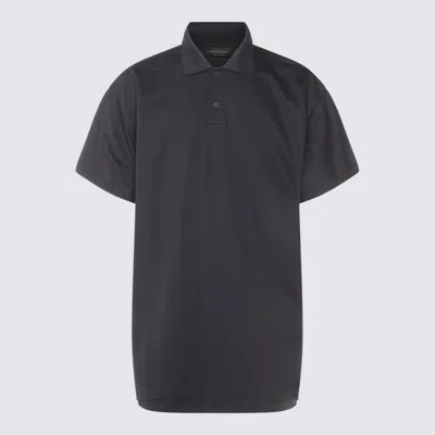 Balenciaga Black Cotton Polo Shirt In Blue