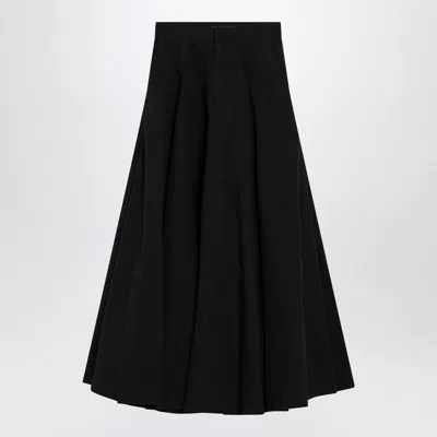 Balenciaga Black Cotton Ripstop Godet Maxi Skirt