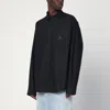 Balenciaga Black Cotton Shirt With Logo In Blue
