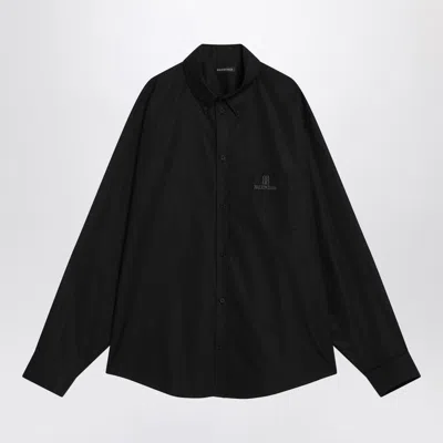 BALENCIAGA BALENCIAGA BLACK COTTON SHIRT WITH LOGO MEN